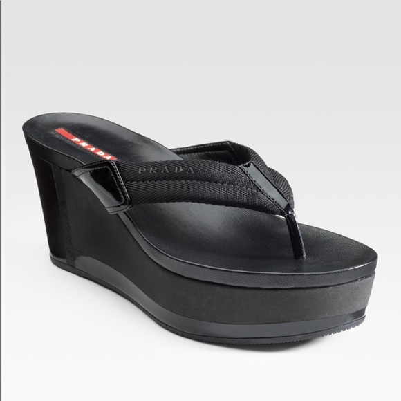 black platform flip flop sandals